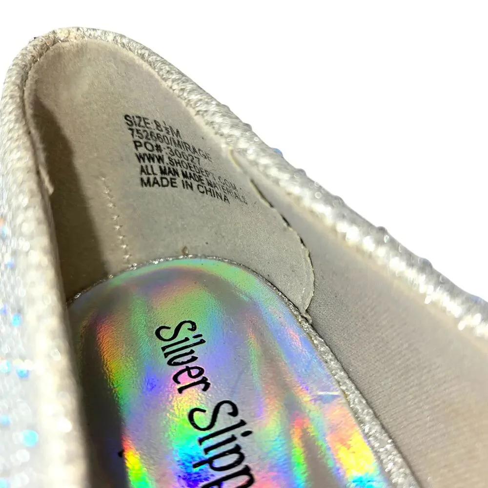 Silver Spoon Shoes 8.5 8 1/2 Silver Sparkle Closed Toe High Heel Pump Stiletto